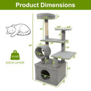 48 Inches Tall Cat Tree Multi-Level Kitten Tower with Large Condo Padded Top Perch by LJGDeals