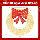 48 Inch Pre-Lit Lighted Christmas Mesh Wreath with Bow and 200 LED Bulbs by LJGDeals