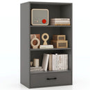48 Inch Tall 4 Tiers Wood Bookcase with Drawer-Gray by LJGDeals