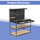 48 x 24 Inch Workbench Work Table with 3 PCs Pegboard Drawer and Shelves by LJGDeals