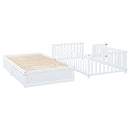 Daybed With Fence Guardrails And 2 Drawers, Split Into Independent Floor Bed & Daybed by HouseOfZazla
