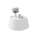 Light Sintered Stone Top Cup Shape Leather Coffee Table