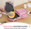 2 In 1 Heart Shape Waffle Maker - 4.6'' Double Mini Waffle Iron