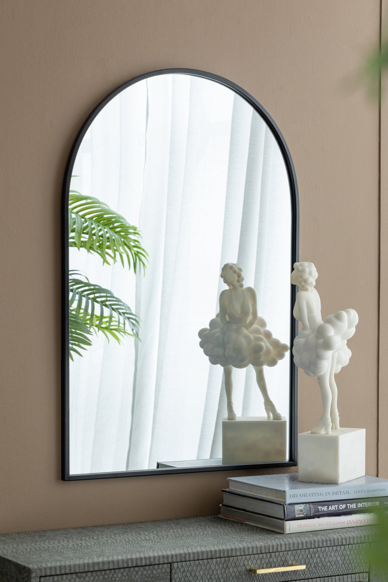 24" x 36" Black Arched Mirror with Metal Frame, Wall Mirror for Living Room Bedroom Entryway