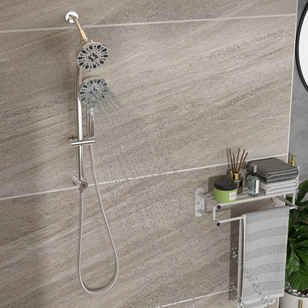 Multi Function Dual Shower Head Shower System With 4.7" Rain Showerhead, 7 Function Hand Shower, Adjustable Slide Bar, photo 12 of 25