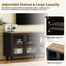 ON-TREND Farmhouse TV Stand with Tempered Glass Doors