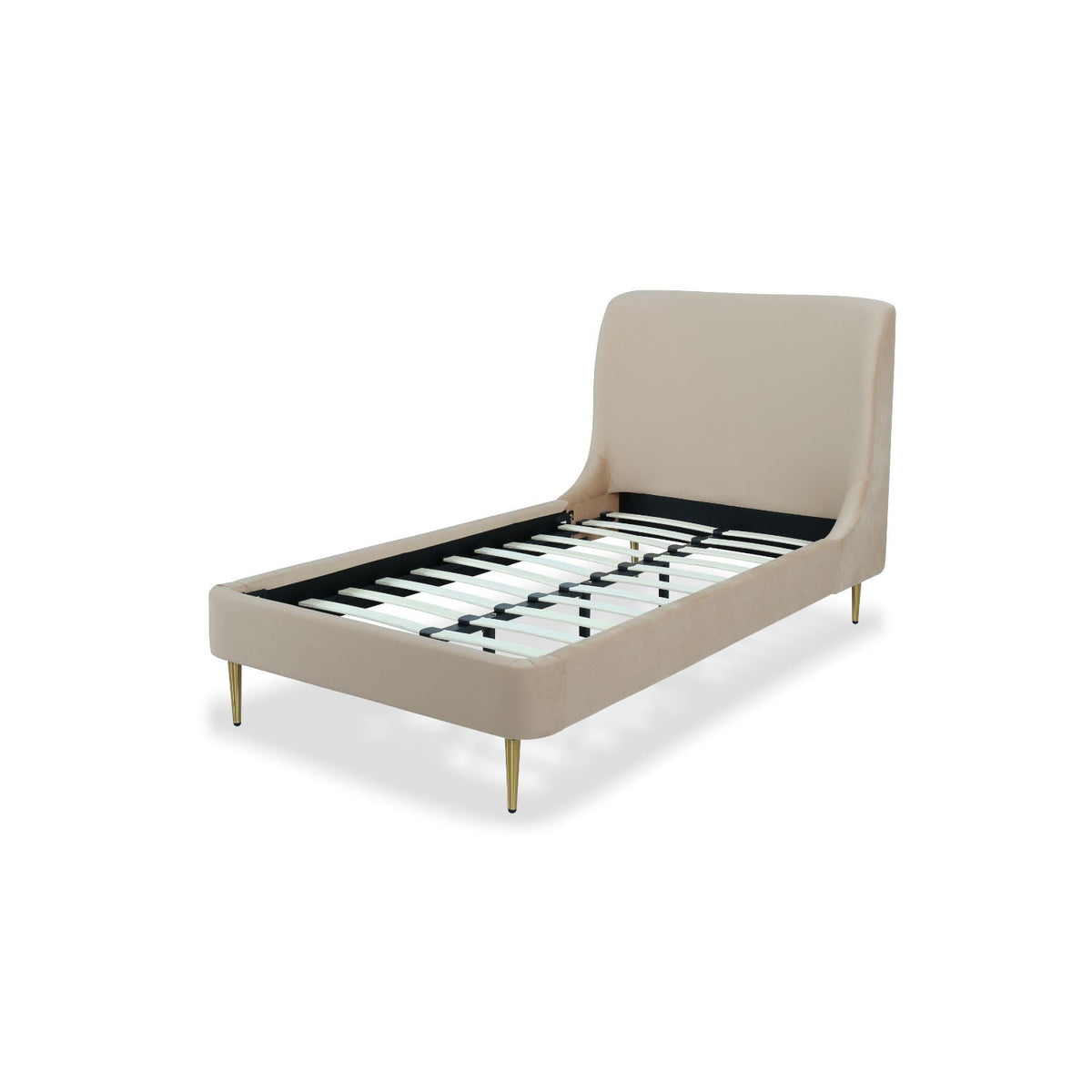 Mid-Century Modern Upholstered Bed With Curved Headboard, photo 2 of 40