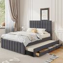 Full Size Upholstered Platform Bed with Twin Size Trundle and 3 Drawers by HouseOfZazla