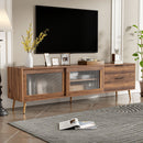 TV Stand Media Console With 2 Doors, 2 Drawers & Storage Cabinet - Walnut by HouseOfZazla