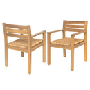 Set of 2 Outdoor Acacia Wood Dining Chairs with Woven Seats