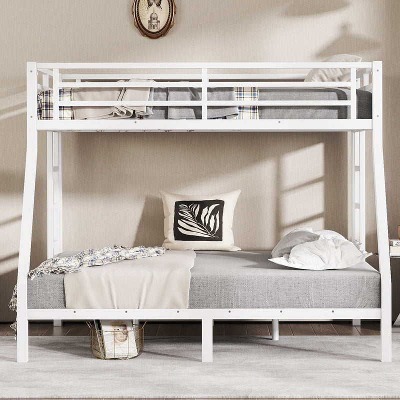 Metal Twin over Full Bunk Bed for Teens and Adults,Space-Saving/Noise Reduced/No Box Spring Needed, White