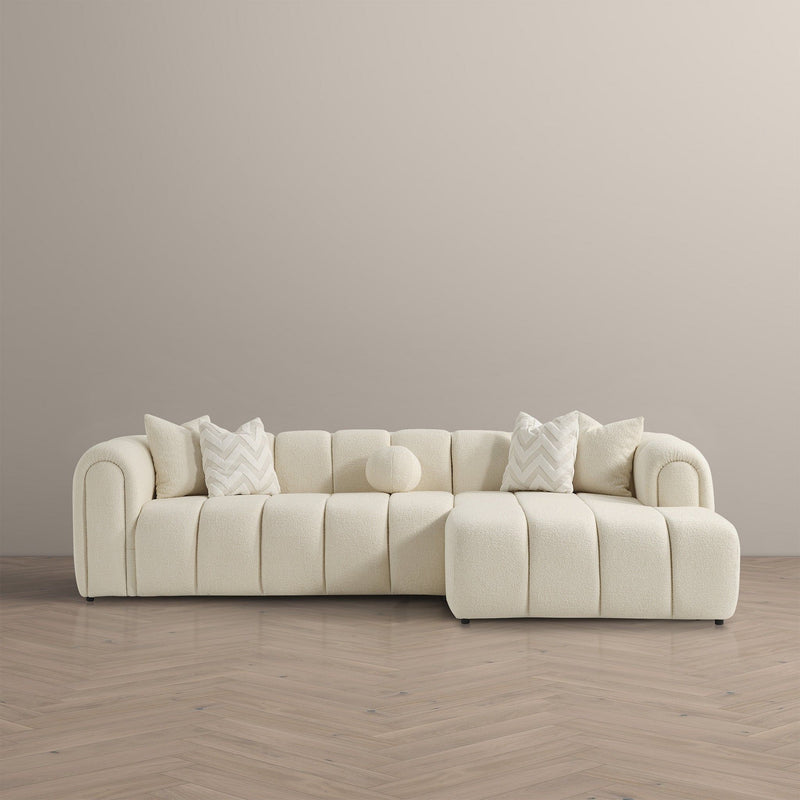 Beatrice - Modern Tufted Right Sectional Sofa - Ivory, photo 7 of 15