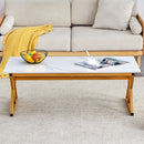 A modern minimalist style white marble patterned coffee table with golden metal legs. Computer desk. Game table. Tea table. CT-XX