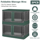 2Pcs 72L Foldable Storage Bins with Lid Collapsible Stackable Closet Organizer Containers with Front Door Lock 4Pcs Wheels