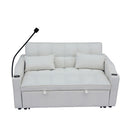 Modern Loveseat Futon Sofa With Pullout Bed, Adjustable Reclining Backrest, Toss Pillows by HouseOfZazla