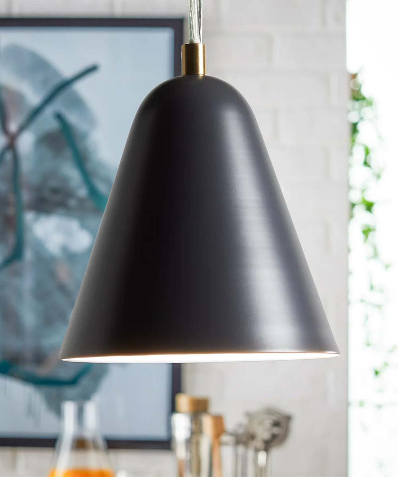 MoDRN 7"W 1-Light Scandinavian Mini-Pendant Light Fixture, Black Metal Finish