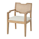Farmhouse Dining Chairs Set of 2 with Upholstered Seats and Rattan Backrest by HouseOfZazla