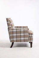 Upholstered Accent Chair with Brown Linen Fabric and Nailhead Trim by HouseOfZazla