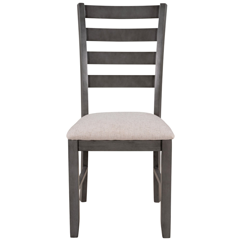 6-Pieces Family Furniture, Solid Wood Dining Room Set with Rectangular Table & 4 Chairs with Bench (Gray)