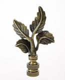 Leaves Lamp Finial Antique Brass Metal 3"h