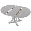 5-Piece Rustic Round Pedestal Extendable Dining Table Set with 15.7" Removable Leaf and Simple Dining Chirs for Small Places, Gray