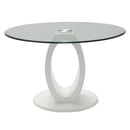 Larry - Glass Top Round Dining Table - White High Gloss by Unique Piece Furniture