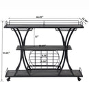 Industrial Bar Cart Kitchen Bar & Serving Cart For Home With Wheels 3 Tier Storage Shelves - Black / Gray by HouseOfZazla