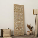 Floral Hand Carved Mandala Rectangle Wall Decor With Mirror - Antique Brown / White by HouseOfZazla