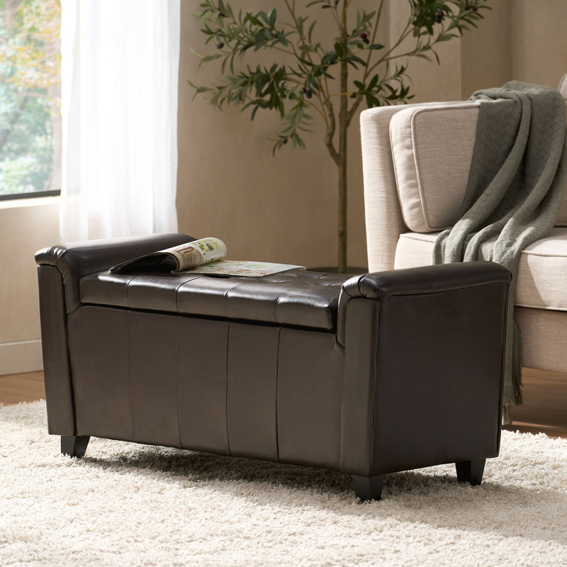 ALDEN ARMED STORAGE BENCH