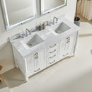 Freestanding Double Bathroom Vanity With Extra Black Handles - White by HouseOfZazla