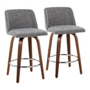 Toriano - Mid-Century Modern Fixed Height Counter Stool With Round Footrest (Set of 2) by HouseOfZazla
