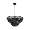 24" Rustic 5-Tier Black Hemp Rope Pendant Light Chandelier