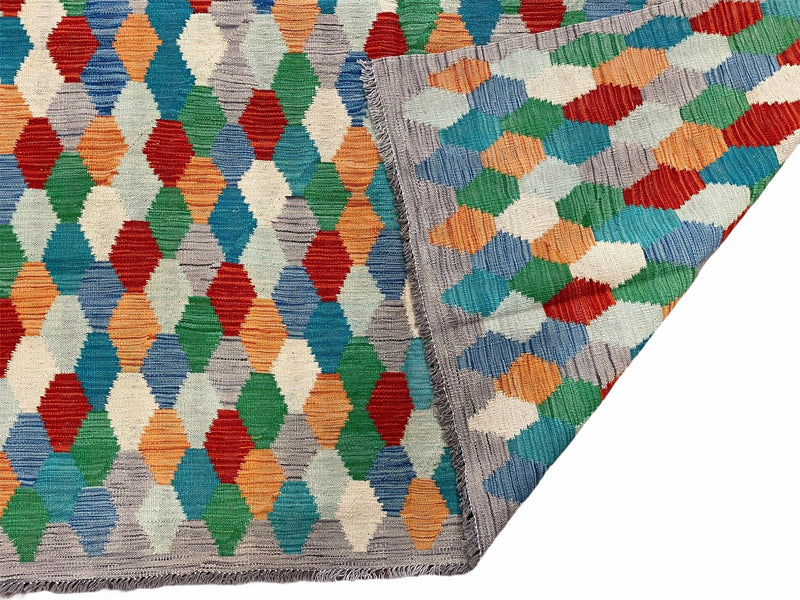 6.5 x 9.5 Colorful Chobi Kilim Rug 6 x 9 Multicolor Turkish Kilim Rug 7x10 Chobi Kilim Rug Playroom Rug Wool Kilim Rug 6x9 New Tribal Kilim