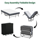 Twin Wide Folding Bed For Tall People, Extra Long & Wide Rollaway With Memory Foam, Heavy-Duty - Black