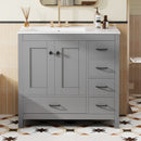 Bathroom Vanity With Ceramic Sink Combo, Abundant Storage Cabinet 2 Soft Close Doors And 5 Drawers by HouseOfZazla