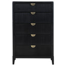 Mason - 5 Drawer Chest With Fluted Design - Black by HouseOfZazla