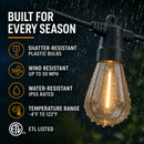 48Ft Solar Powered String Lights Waterproof LED Hanging Edison Bulb Lights with 15 Bulbs