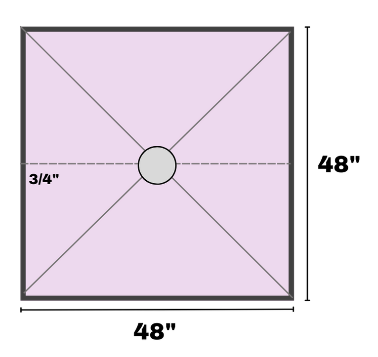 GURU W-S heavy duty shower tray four slopes for square drains