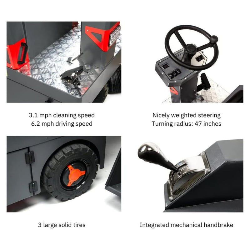 49" Heavy Duty Electric Industrial Ride-On Floor Sweeper With Dust Bin, 1400W (92718463)