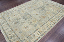 6x9 LoomBloom Beige, Light Gray Hand Knotted 100% Wool Turkish Oushak Traditional Oriental Area Rug