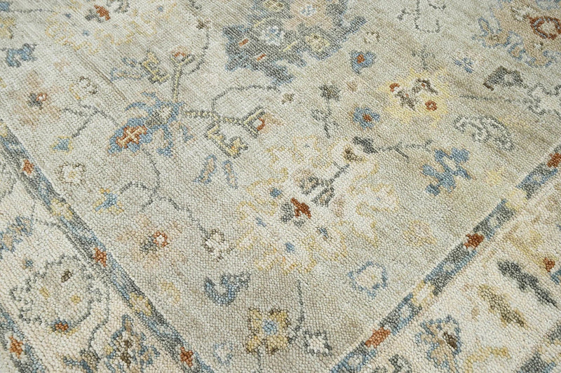 6x9 LoomBloom Beige, Light Gray Hand Knotted 100% Wool Turkish Oushak Traditional Oriental Area Rug