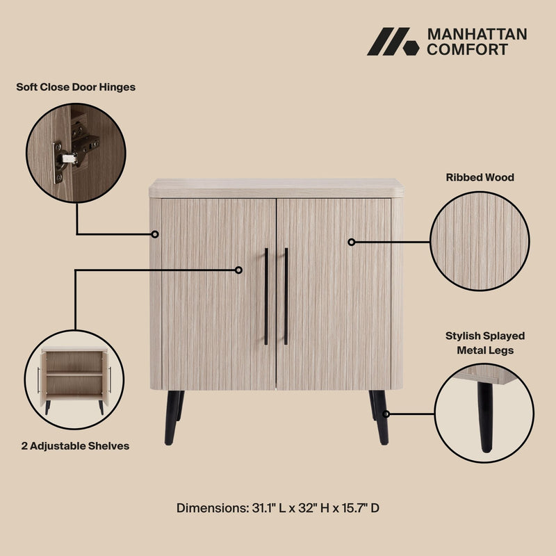 Jodie - Fluted Accent Cabinet - Oak, photo 5 of 11