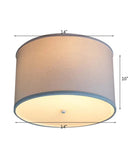 14"W Moderne Flush Mount Conversion Kit White Fabric Drum Lampshade by LampsUSA