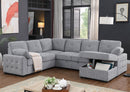 Nyhan - Upholstered Corner Sectional With Pull Out Loveseat And Storaged Chaise - Light Gray by HouseOfZazla