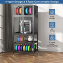 3D Printer Cabinet With Double Layer Filament Storage, Noise Reducing Design - Black by Unique Piece Furniture