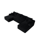 126" Cloud Sectional Sofa with U-Shape Chaise and Side Pockets and Cup Holder by HouseOfZazla