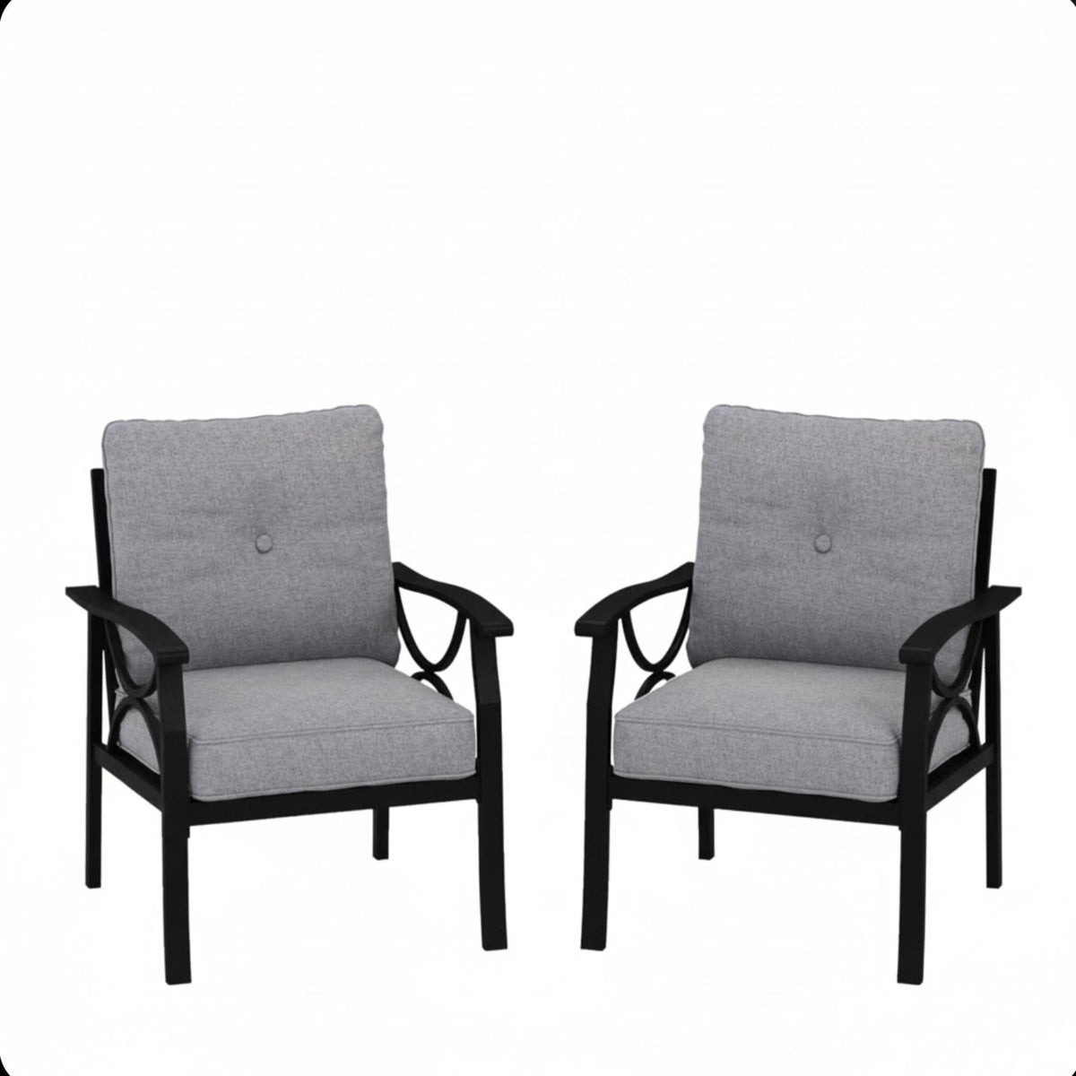 All-Weather Armchairs With Cushions, Modern Sculptural Design (Set of 2), photo 2 of 22