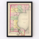 Vintage Map of Saginaw County, Michigan 1873