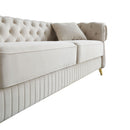 89''W Chesterfield Modern Tufted Velvet Living Room Sofa with Two Seat Cushions and Two Toss Pillows,Beige