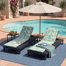 Black Acacia Wood Chaise Lounge with Leaf Coconut Cushion by HouseOfZazla